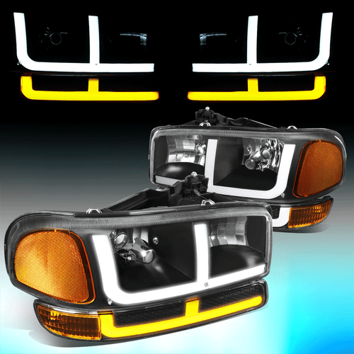 Para GMC Sierra Yukon 1999-2007 LED DRL intermitente faros parachoques lámparas negras - Imagen 1 de 11