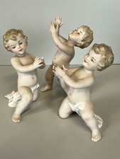 3 FIGURE PUTTO PORCELLANA Biscuit CAPODIMONTE CHERUBINI AMORINI ANGIOLETTI '900