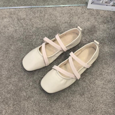 Womens Cross Strap Square Toe Mary Jane Pumps Slip On Ballet Flats Shoes Casual