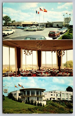 Three Flags Restaurant St. Charles Missouri MO Old Cars Chrome c1970 Postcard