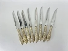 Vintage Sterling Silver Stieff Rose Steak Knives - Set of - 8.25"