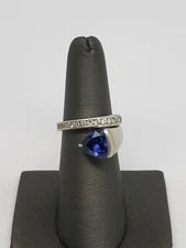 DESIGNER FAS STERLING SILVER BLUE CLEAR CZ  WRAP RING SIZE 7