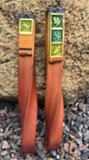 ​2 Twisted Pottery Wall Pockets Handmade Clay Wall Vase Dragonfly & Leaves Art