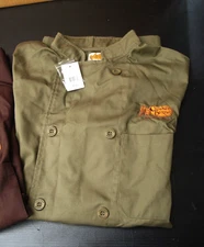New w tag Cracker Barrel Small Olive Chef Coat Employee Cook Uniform Shirt