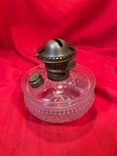 Antique Pressed Glass Oil Lamp Font with Brass Burner — listing 2