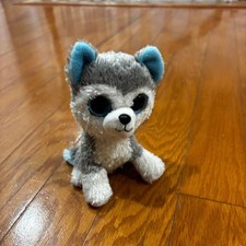 TY BEANIE BOOS Husky Plush Grey Blue yesStuffed Animal Big Eyes Soft Cuddly Toy