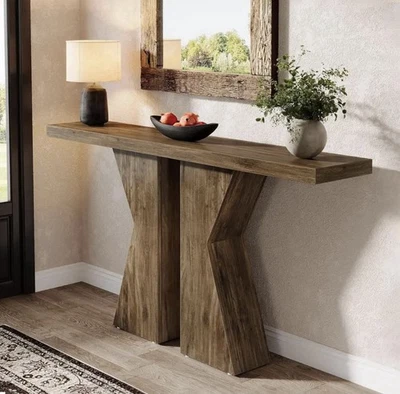 Versa Tropical Consolle Ingresso, Tavolo Consolle, Tavolino Ingresso Tavolo Salotto Bianco E Marrone 78 5x30x109cm 87210012