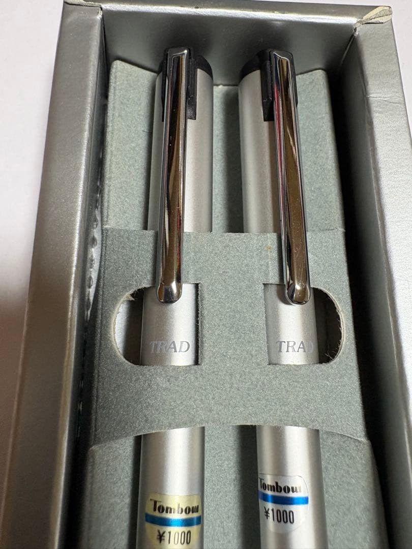 Tombow TRAD Silver Ballpoint Pen & Mechanical Pencil Set 2pcs Used 22c