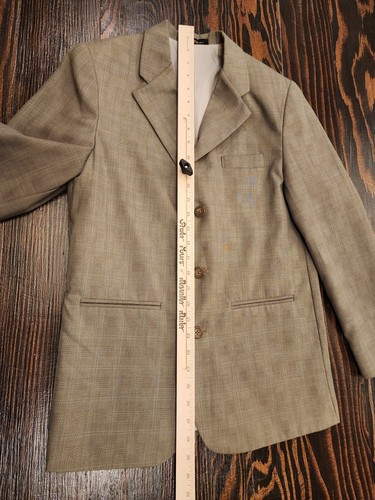 Van Heusen Boys 16 Suit 2 Piece Set Taupe Plaid Jacket Coat Dress Slacks Pants - Picture 15 of 19