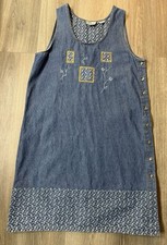 Vintage Carolina Bay Womens Denim Dress Large Prairie Cottagecore Boho