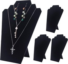 4Pcs/Set Black Necklace Earring Jewelry Set Display Stand, Foldable Black Velvet
