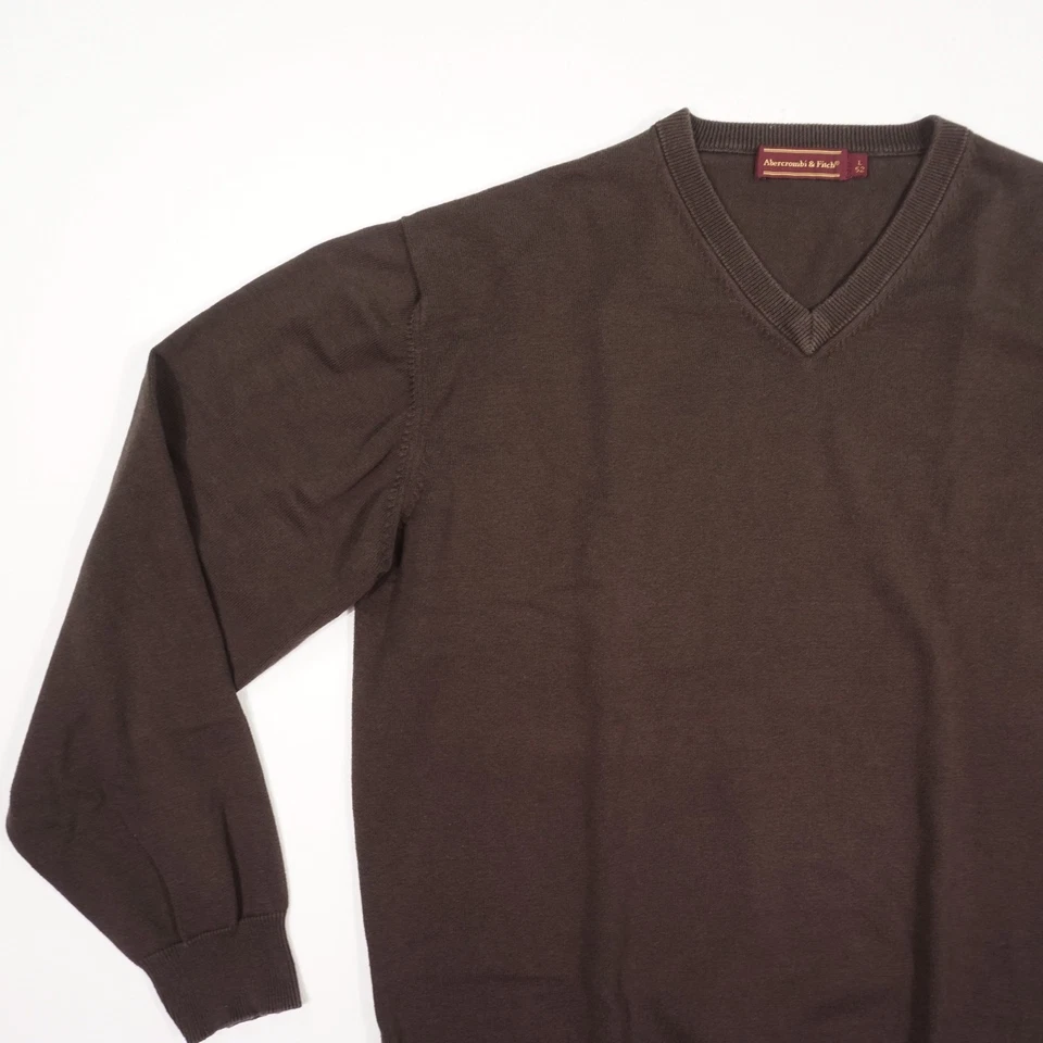 Abercrombie & Fitch Herren Pullover Gr. L Braun Baumwolle V-Ausschnitt Feinstric - Bild 2 von 4