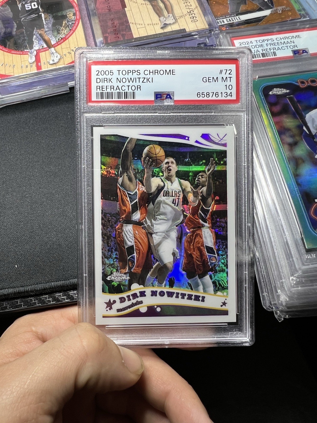 2005 Dirk Nowitzki Topps Chrome Refractor Psa 10 #/999 Dallas Mavericks