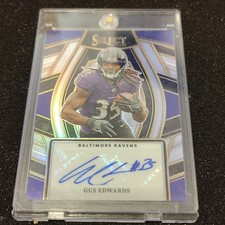 2023 Panini Select Silver Prizm Autograph Gus Edwards #SELS-GED Baltimore Ravens