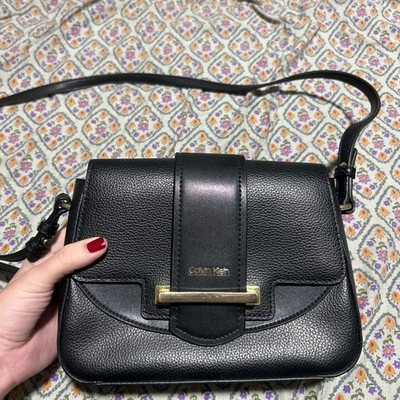 Calvin Klein Black Leather Crossbody Purse