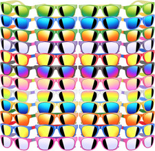 48 Pack Kid Sunglasses Bulk for Luau Party Favors, 16 Colors Neon Sunglasses wit