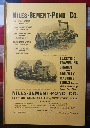 ~1904 Advertising NILES BEMENT POND COMPANY Railway Machine Tools Pictures Ad