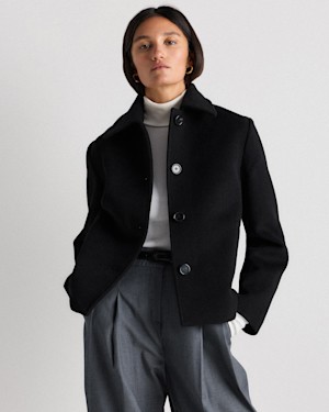 Quince Women Wool Cashmere Short Coat Black S