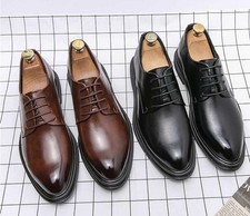 Men's Lace Up Faux Leather Oxfords Business Wedding Dress Casual Work Prom Shoes