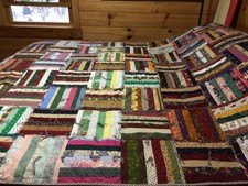 Amish Mennonite Hand Made Cotton Block Quilt 101 1/2" X 74 1/4" Holmes Co NICE