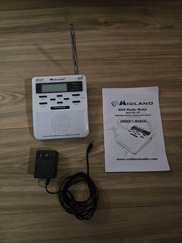 Midland WR-100 All Weather Radio Public Alert Emergency Broadcast NOAA SMS WORKS