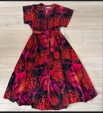 Premier Amour Short Sleeve Button-up Maxi Dress in Black Red Butterfly Print 12