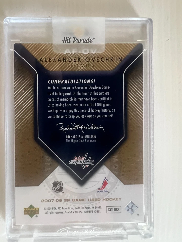 2007-08 SP Game Used Authentic Fabrics Jersey Patch Alexander Ovechkin #/50 - Image 2 of 2