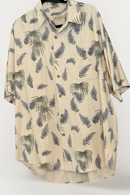 Vintage Summa Hawaiian Shirt Mens Large Short Sleeve Button Up Palm Fronds Silk