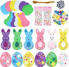 224 Pcs Easter Foam Stickers Set Egg Bunny DIY Craft Kits Foam Easter Ornaments