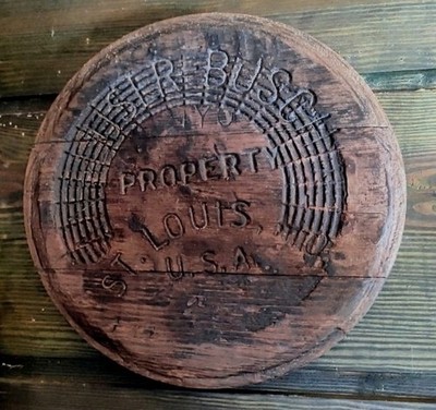 Antiker Fassboden/Deckel Budweiser Brauerei Anheuser-Busch St. Louis, Mo. USA