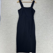 Petal + Pup Dress Womens 8 Black Square Neck Sheath Midi Side Slit Cocktail