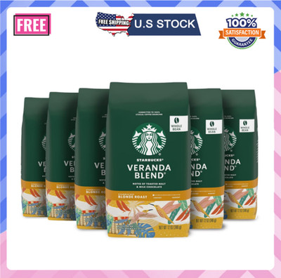 Whole Bean, Blonde Roast Coffee, Veranda Blend, 100% Arabica, 6bags (12 oz each)