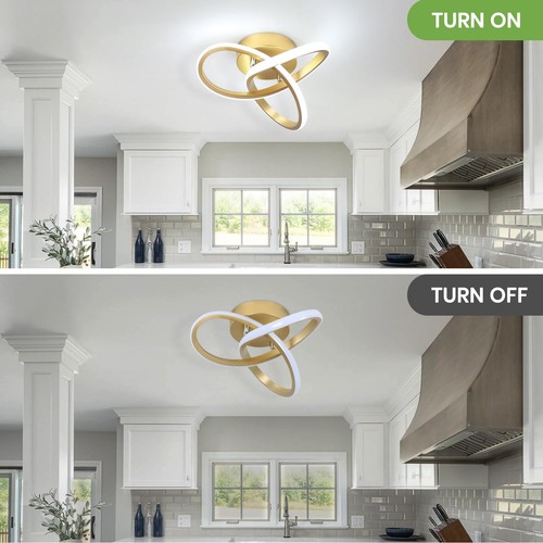 Led Hallway Light Fixtures Modern LED Ceiling Light 6000K Gold Semi Flush Mou... - Picture 4 of 6