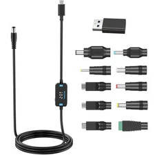 USB C to DC Adapter,Barrel PD Trigger Cable(3.3ft) with 10 Connector Tips,USB...