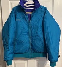 VTG Columbia Woman's XL 3m Thinsulate Reversible Puffer Jacket Purple Teal EUC