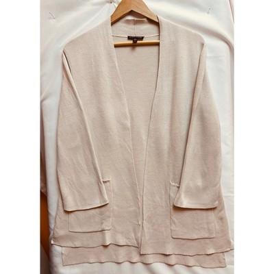 Eileen Fisher Silk and Cotton Interlock Long Cardigan size Medium 