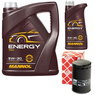 Motoröl Set MANNOL 5W-30 API SN/CH-4 6 Liter + Ölfilter für Audi A4 Avant RS4
