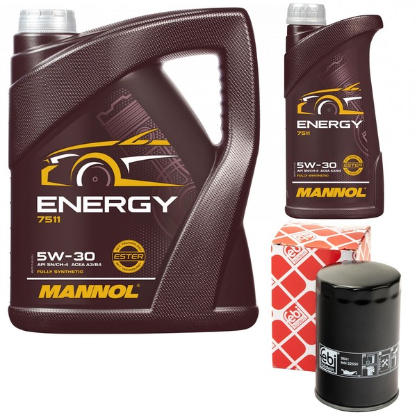 MotoröL Set Mannol 5W-30 Api SN/CH-4 6 Liter + ÖLfilter FüR Audi A4 Avant RS4-image