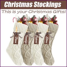 4/6/8 Pack Christmas Stockings 18 Inches Large Cable Knit Xmas Hanging Decor