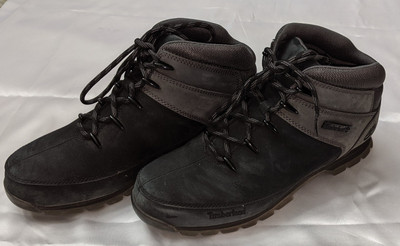Timberland Euro Sprint Mens Nubuck Leather Black & Gray Hiking Boots A1KAC Sz 11