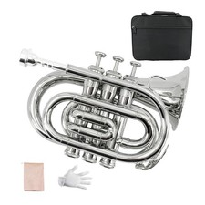 Bb Pocket Trumpet - Tromba tascabile in ottone piatto B, boccaglio 7C, kit completo