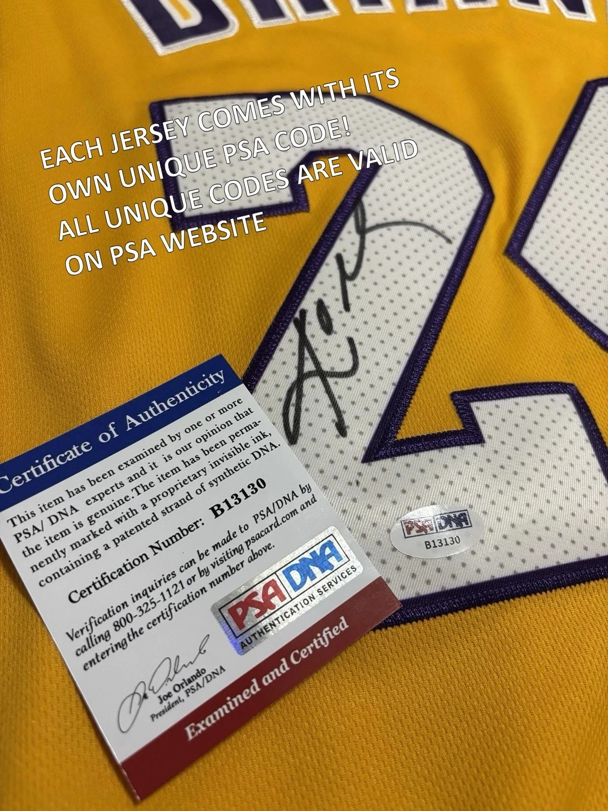 Kobe Bryant Signed PSA LA Los Angeles Lakers 2008-2009 Home Autograph Jersey view 3