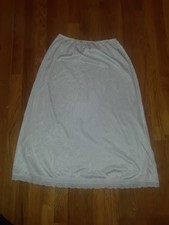 Vintage Deena White Lace Trim Midi Length Nylon Half Slip Size M USA