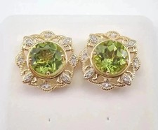 2Ct Round Cut Lab Created Green Peridot Women's Earrings 14K Yellow Gold Plated