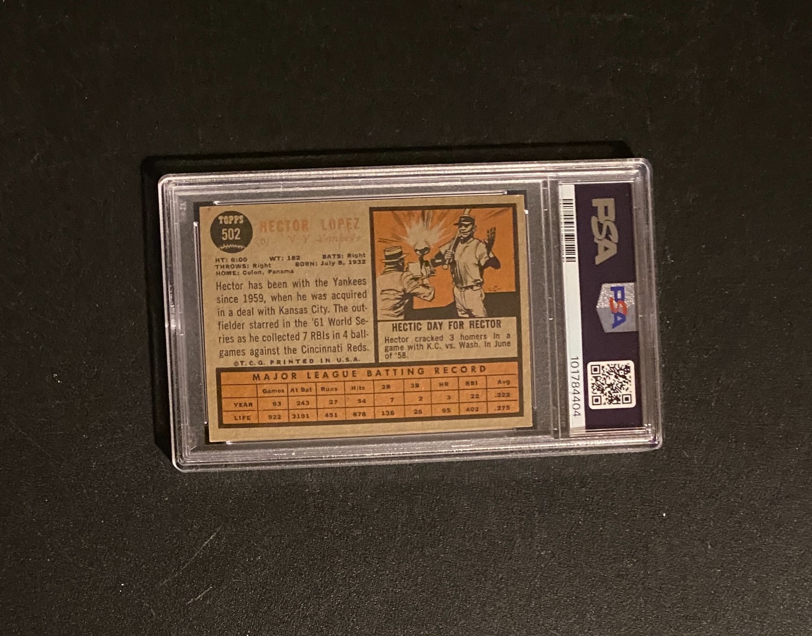 ONE SET OF TWO VINTAGE TOPPS Hi Number YANKEES CARDS, BOTH PSA 4; READ LISTING!! view 6