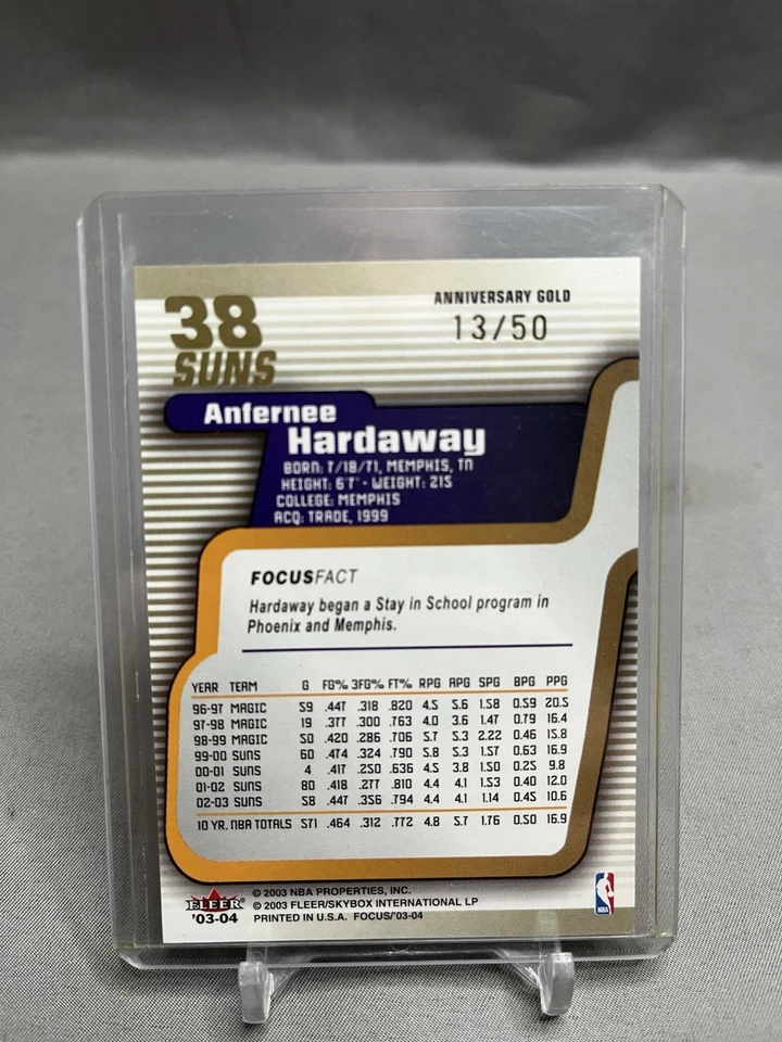 2003-04 Fleer Focus Basketball Anniversary Gold Anfernee Hardaway (#'d /50) - Image 2 of 2