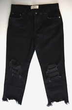 We The Free OB1463199 Women's Sz 25 Black Maggie Mid-Rise Straight-Leg Jeans 98