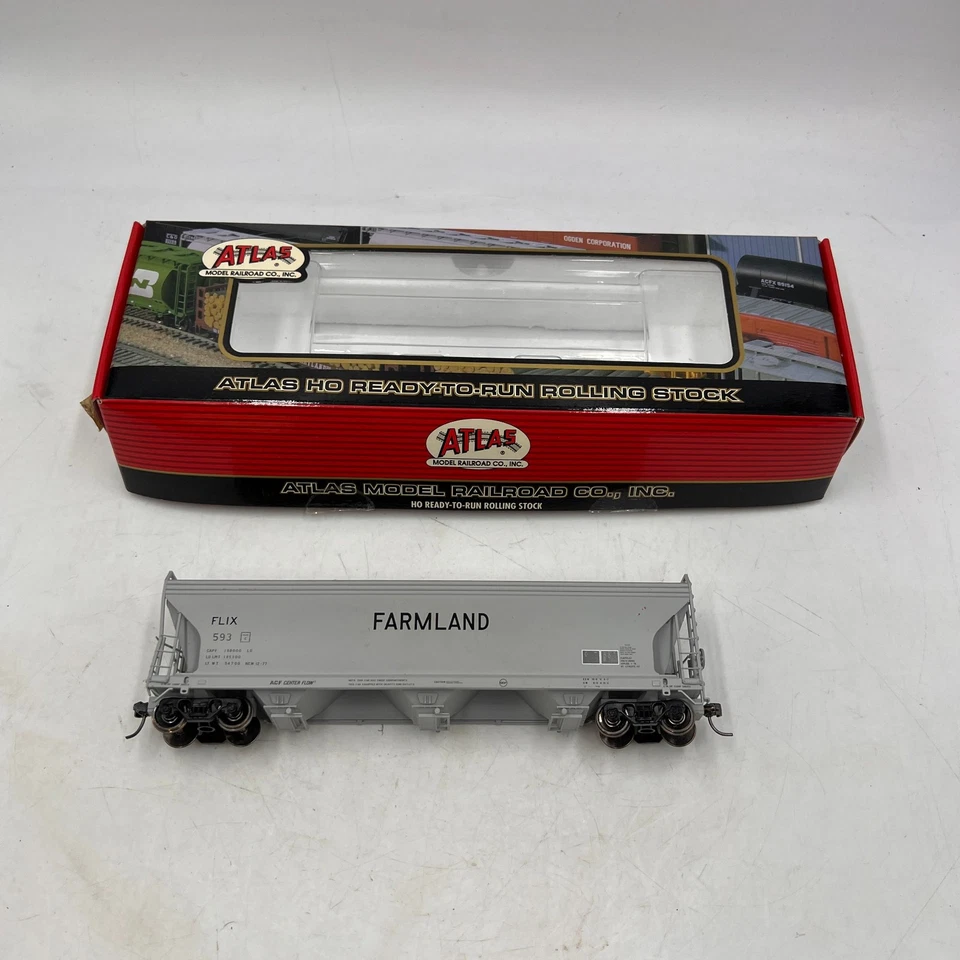 Atlas 1460-1 HO Farmland (FLIX) 3-Bay Centerflow Hopper #593 LN/Box - Image 2 of 4
