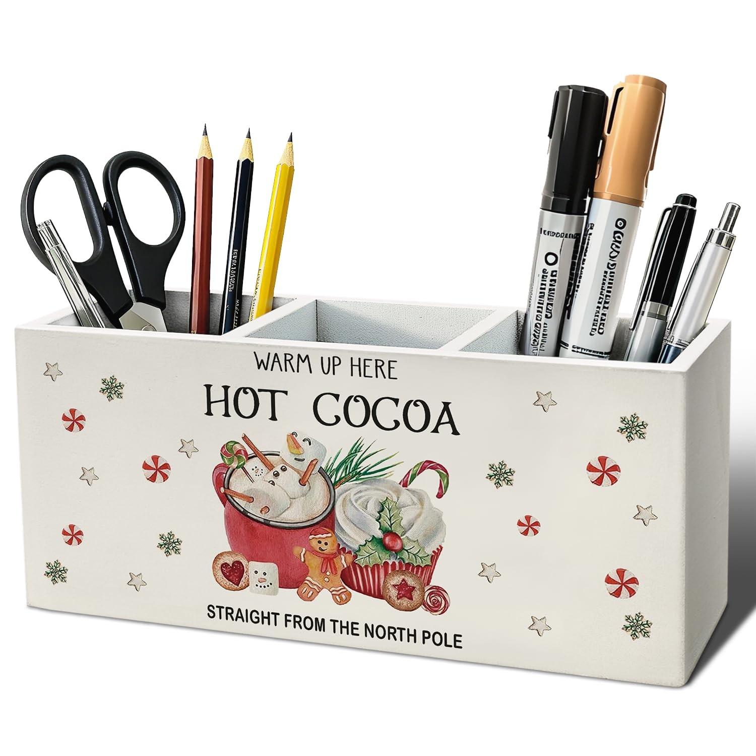 Holder, Christmas Coffee Bar Decor Wood Desk O...