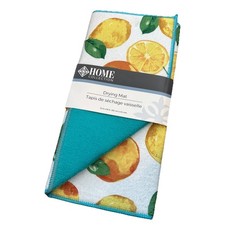 Microfiber Dish Drying Mat, Approx 12" x 18", Lemons/Oranges